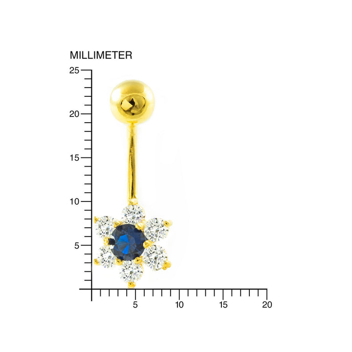 Piercing Oro Ombligo trebol con circonita (18kts)