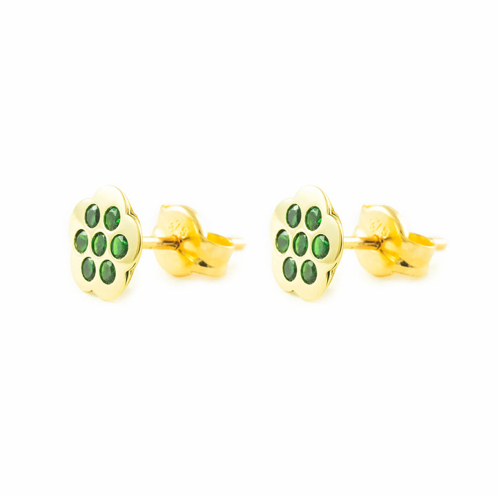 Pendientes Niña Oro 9k Flor Esmeralda