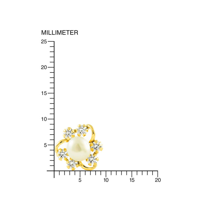 Pendientes Niña Oro 9k Circonita Perla Botón 4,5 mm