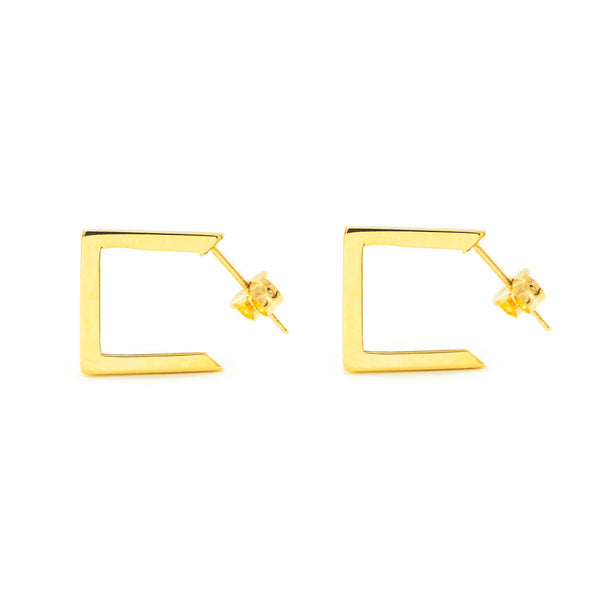 Damen Ohrringe Quadratische Hoop Creolen 15x1.5 mm Gelbgold 9K