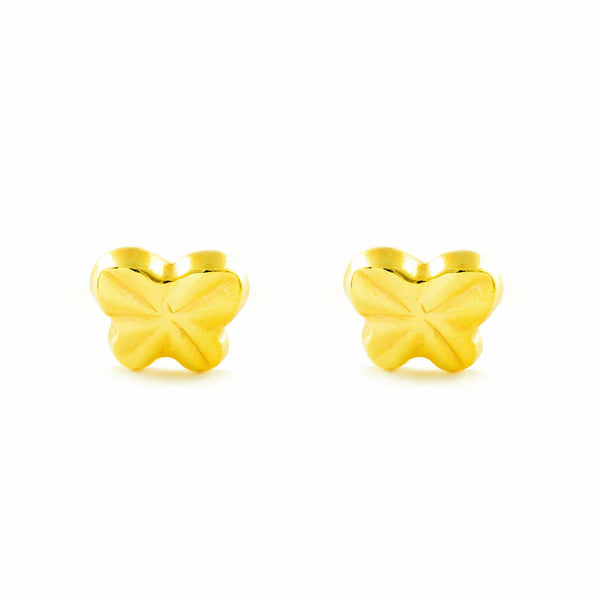 Schmetterling Kinder Baby Mädchen Ohrringe Gelbgold 9K