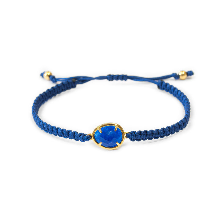 Pulsera macramé azul con piedra semipreciosa