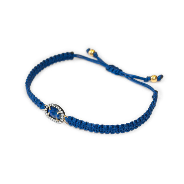 Lapislazuli Armband Makramee 925 Sterling Silber Glanz