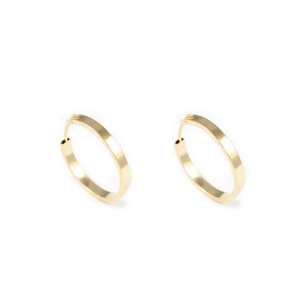 Damen & Kinder Ohrringe Rechteckige Hoop Creolen 16x1.5 mm Gelbgold 18K