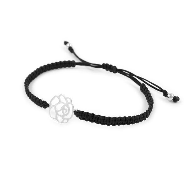 Blume Armband Makramee 925 Sterling Silber Glanz