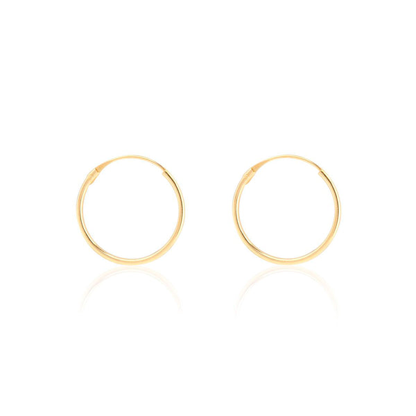 Damen & Kinder Ohrringe Hoop Creolen 14x1 mm Gelbgold 9K