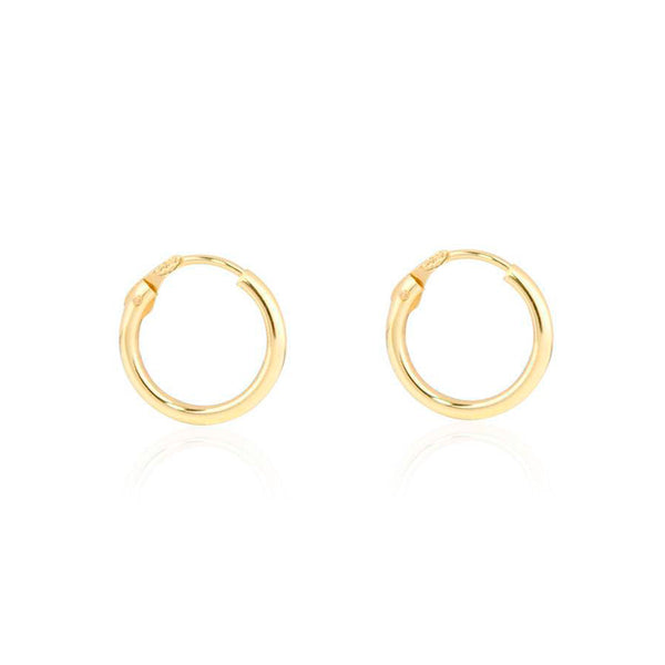 Damen & Kinder Ohrringe Hoop Creolen 12x1.2 mm Gelbgold 9K