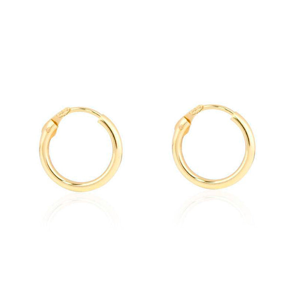 Damen & Kinder Ohrringe Hoop Creolen 14x1.2 mm Gelbgold 9K