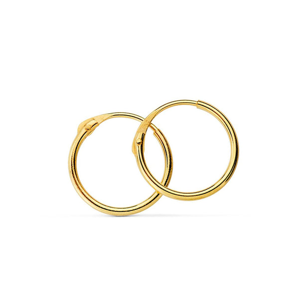 Damen & Kinder Ohrringe Hoop Creolen 14x1.5 mm Gelbgold 18K