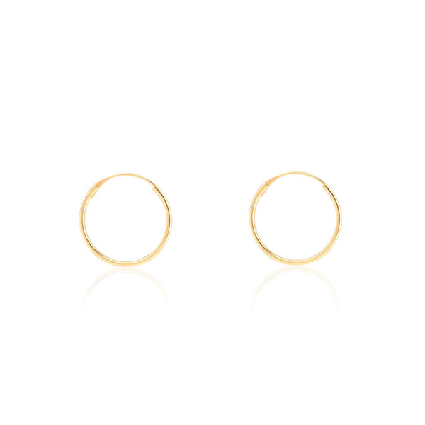 Damen & Kinder Ohrringe Hoop Creolen 10x0.8 mm Gelbgold 9K