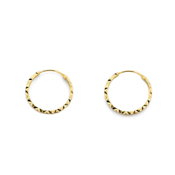 Damen & Kinder Ohrringe Quadratische Hoop Creolen 14x1 mm Gelbgold 18K