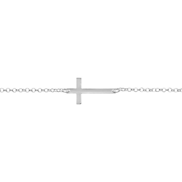 Cruz horizontal Armband 925 Sterling Silber Glanz