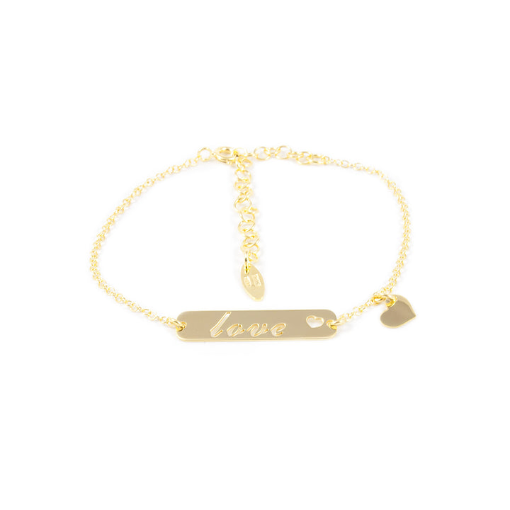 Pulsera Plata Dorada con chapa "Love"