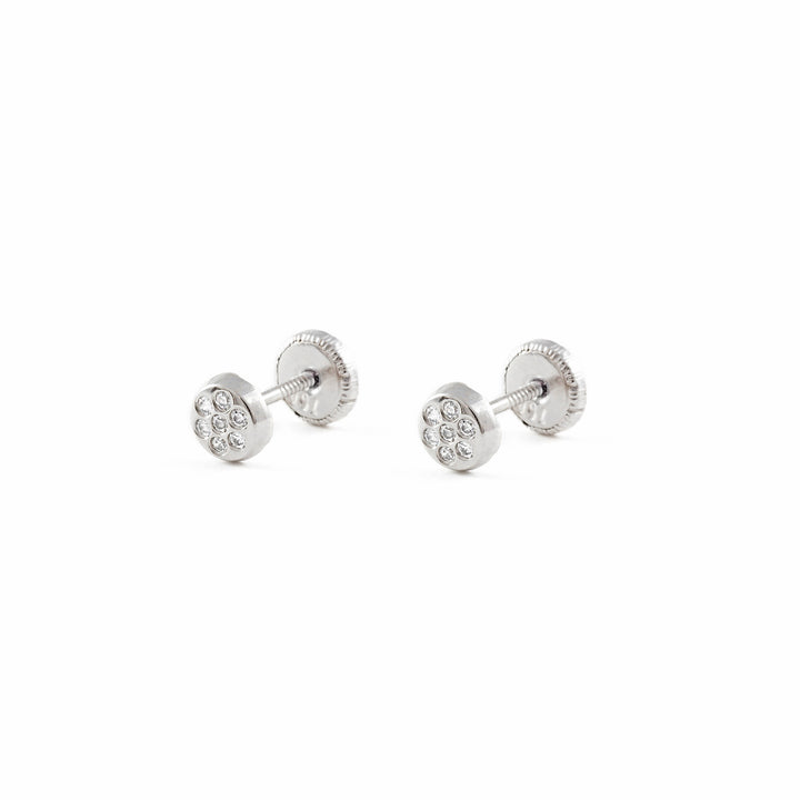 Pendientes Bebe Oro Blanco Cuajo Redondo