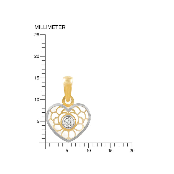 Colgante de Oro Bicolor con Corazon y circonita (9kts)