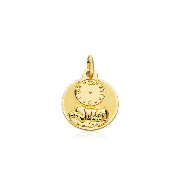 Gelbgold 9K Personalisierte Angel Oval Matte Glänzende Medaille Anhänger 15 x 15 mm