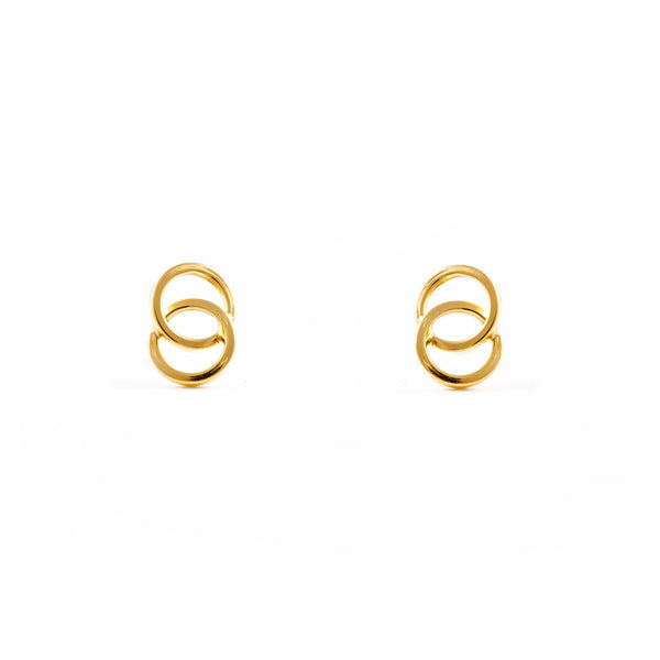 Damen & Kinder Ohrringe Doppelt Hoop Creolen 10x7 mm Gelbgold 18K