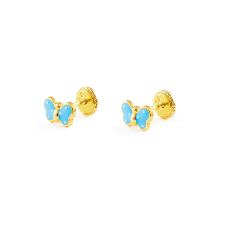 Pendientes Bebe Mariposa Esmaltada Azul