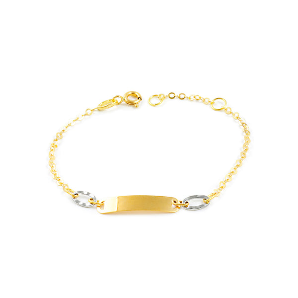 18K Bicolor Gold Personalisierte Glanz Slave Mädchen Kinder Armband 14 cm 