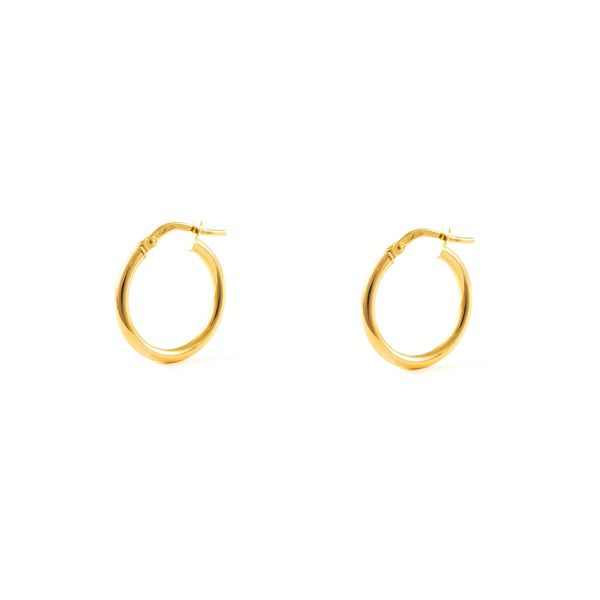 Damen & Kinder Ohrringe Hoop Creolen 15x2 mm Gelbgold 18K