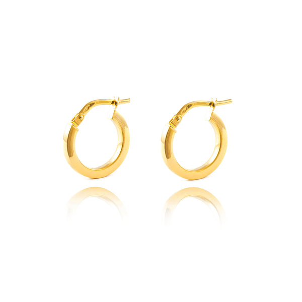 Damen & Kinder Ohrringe Quadratische Hoop Creolen 15x2 mm Gelbgold 18K