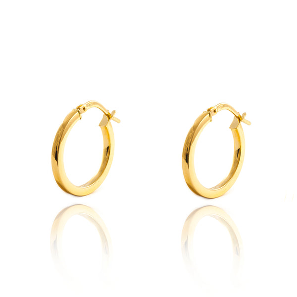 Damen & Kinder Ohrringe Quadratische Hoop Creolen 18x2 mm Gelbgold 18K