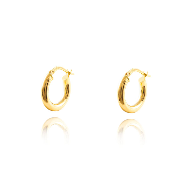 Damen Ohrringe Hoop Creolen 16x3 mm Gelbgold 18K