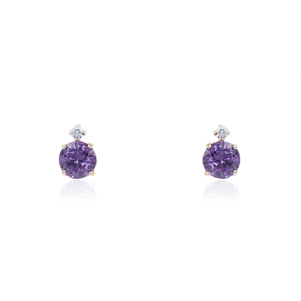 Damen & Kinder Amethyst Ohrringe Gelbgold 9K