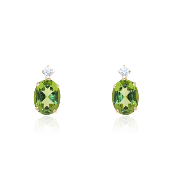 Damen & Kinder Oval Peridot Ohrringe Gelbgold 9K