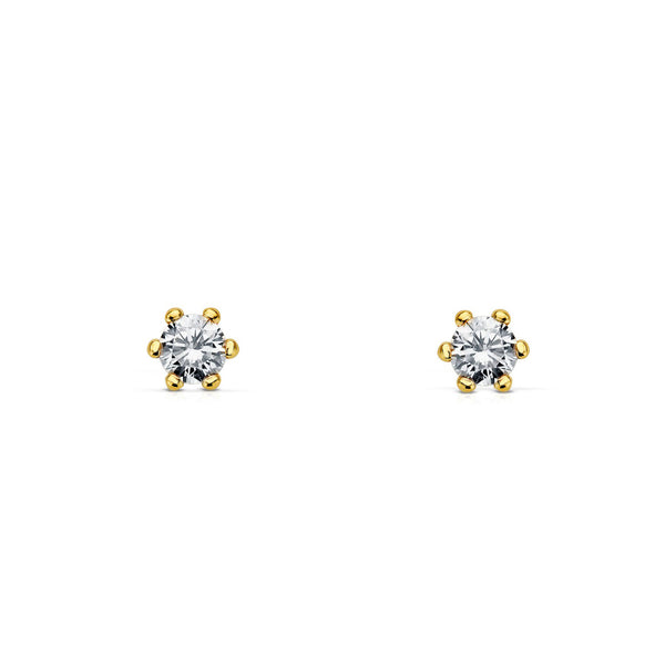 Zirkon 4 mm Kinder Mädchen Ohrringe Gelbgold 18K