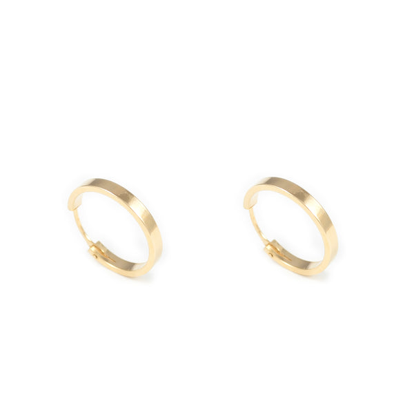 Damen & Kinder Ohrringe Rechteckige Hoop Creolen 14x2 mm Gelbgold 18K