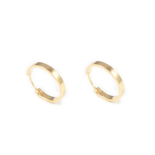 Damen & Kinder Ohrringe Rechteckige Hoop Creolen 16x2 mm Gelbgold 18K