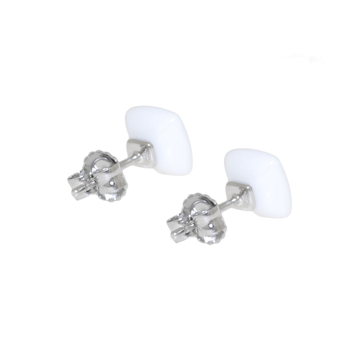 Pendientes Plata cuadrados con ceramica blanca