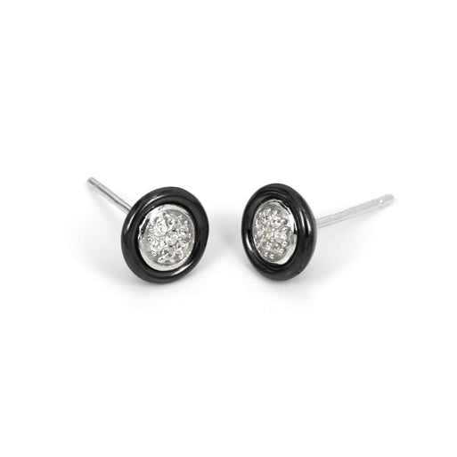 Pendientes Plata redondos con ceramica negra