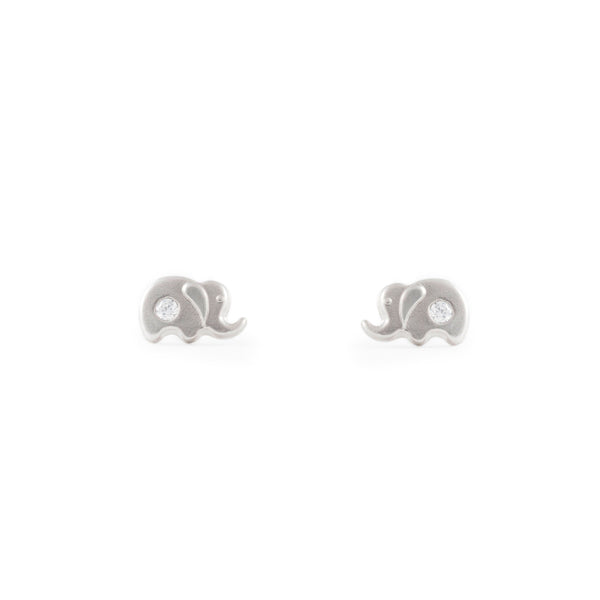 Elefant Zirkon matte und glänzende Ohrringe 925 Sterling Silber