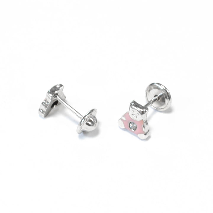 Pendientes Plata Bebe o niña Osito Esmaltado