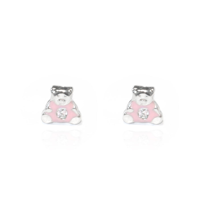 Pendientes Plata Bebe o niña Osito Esmaltado