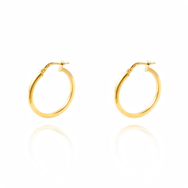 Damen & Kinder Ohrringe Quadratische Hoop Creolen 24x2 mm Gelbgold 18K