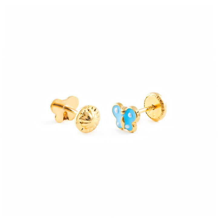 Pendientes Bebe o niña Mariposa Esmalte Azul (9kts)