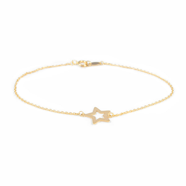 18K Gelbgold Damen Mädchen Armband Sternen Glanz 18 cm