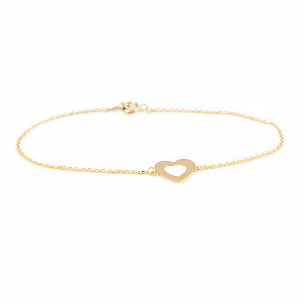 18K Gelbgold Damen Mädchen Armband Herzglanz 18 cm