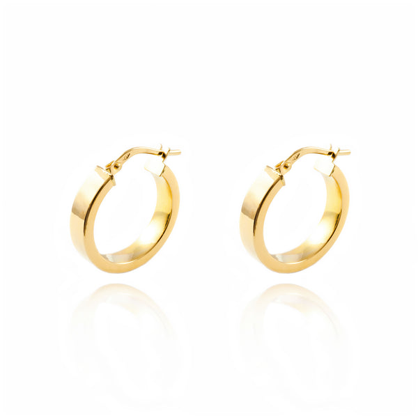 Damen & Kinder Ohrringe Rechteckige Hoop Creolen 18x4 mm Gelbgold 18K