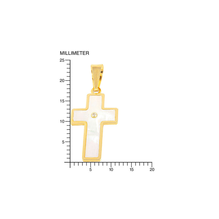 Colgante Nacar Cruz rectangular con circonita