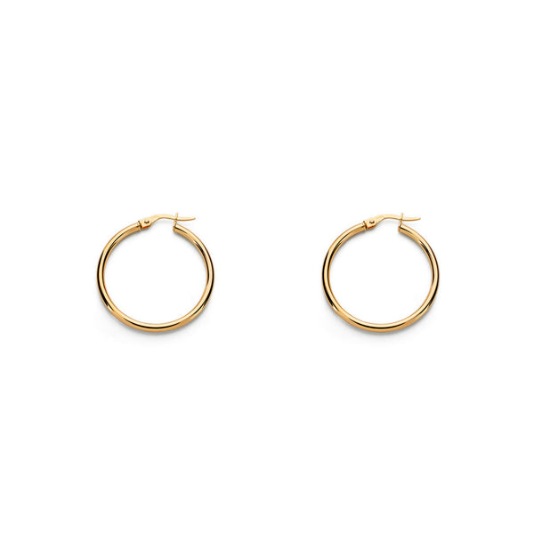 Damen & Kinder Ohrringe Hoop Creolen 24x2 mm Gelbgold 18K