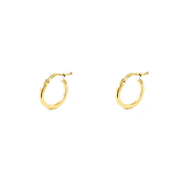 Damen & Kinder Ohrringe Quadratische Hoop Creolen 13x1.5 mm Gelbgold 18K