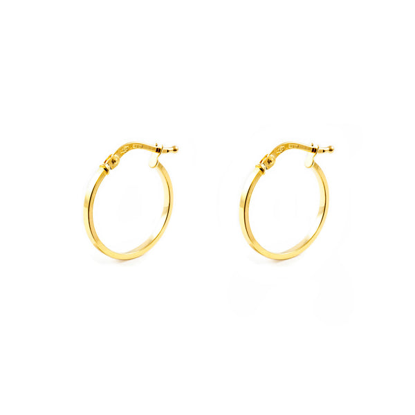 Damen & Kinder Ohrringe Quadratische Hoop Creolen 18x1.5 mm Gelbgold 18K