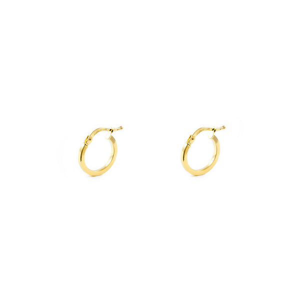 Damen & Kinder Ohrringe Quadratische Hoop Creolen 11x1.5 mm Gelbgold 18K