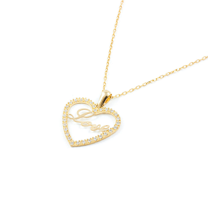 Colgante de Oro Amarillo con Corazon "Love" y circonita