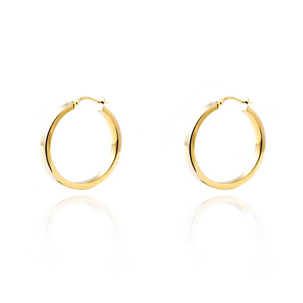 Damen Ohrringe Rechteckige Hoop Creolen 29x4 mm Gelbgold 18K