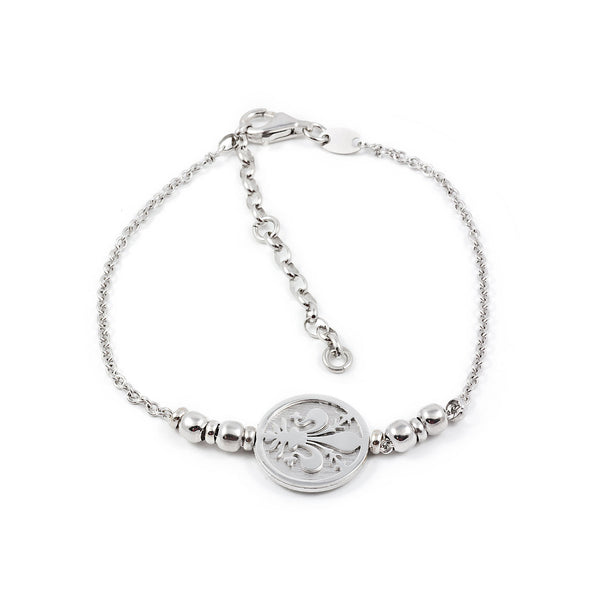 Damen Blume Armband 925 Sterling Silber matt und glänzend